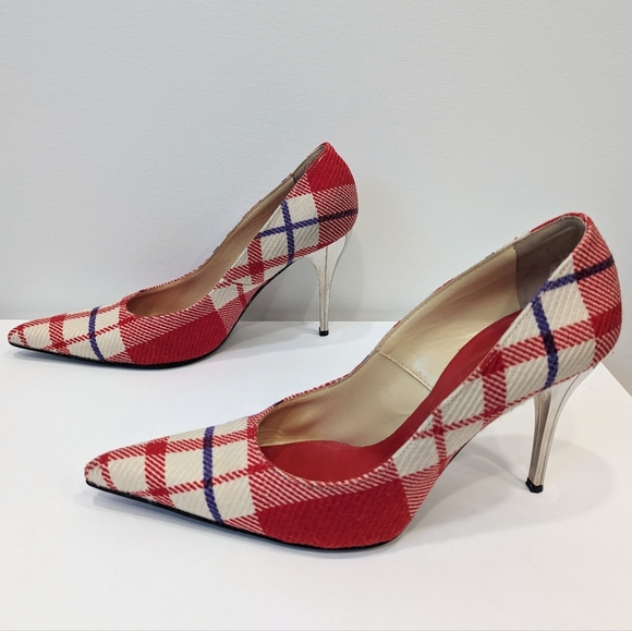 Versace Salon Plaid Heels - Picture 3 of 8